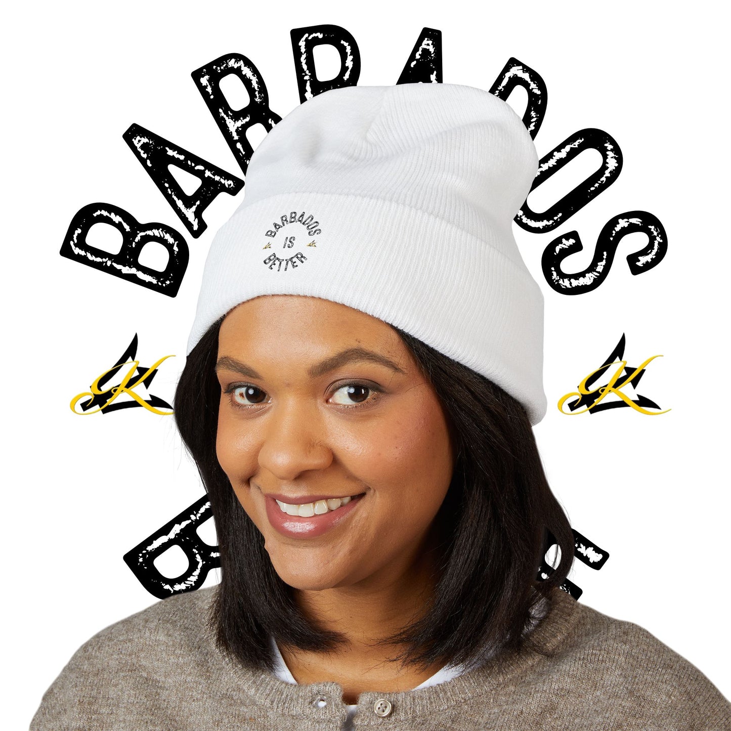 Classic Cuffed Beanie with Barbados Embroidery, Cozy Winter Hat, Unisex Knitted Cap, Perfect Gift for Globetrotting Friends, Trendy [...]